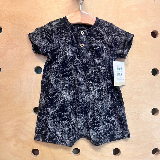 Black Tie Dye Henley Romper