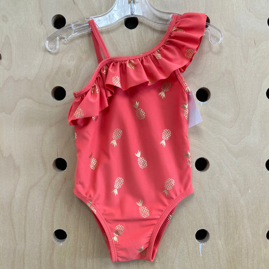 Coral & Gold Pineapple Swimsuit