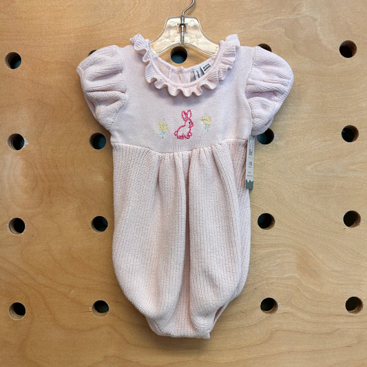 Pink Bunny Knit Romper