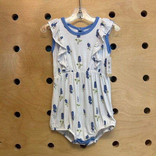 White/Blue Lavender Bamboo Romper