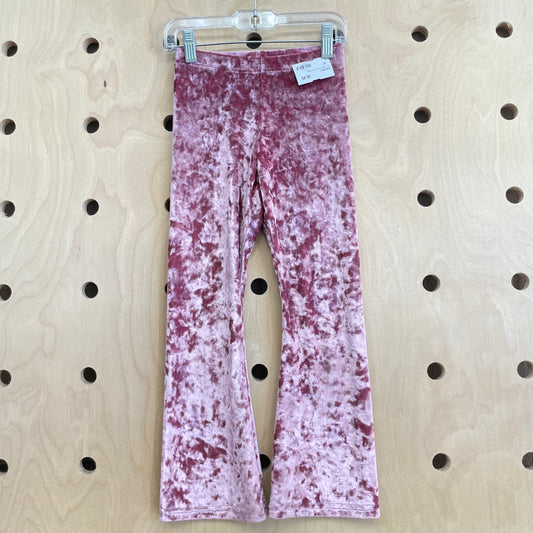 Pink Crushed Velvet Flare Leggigs