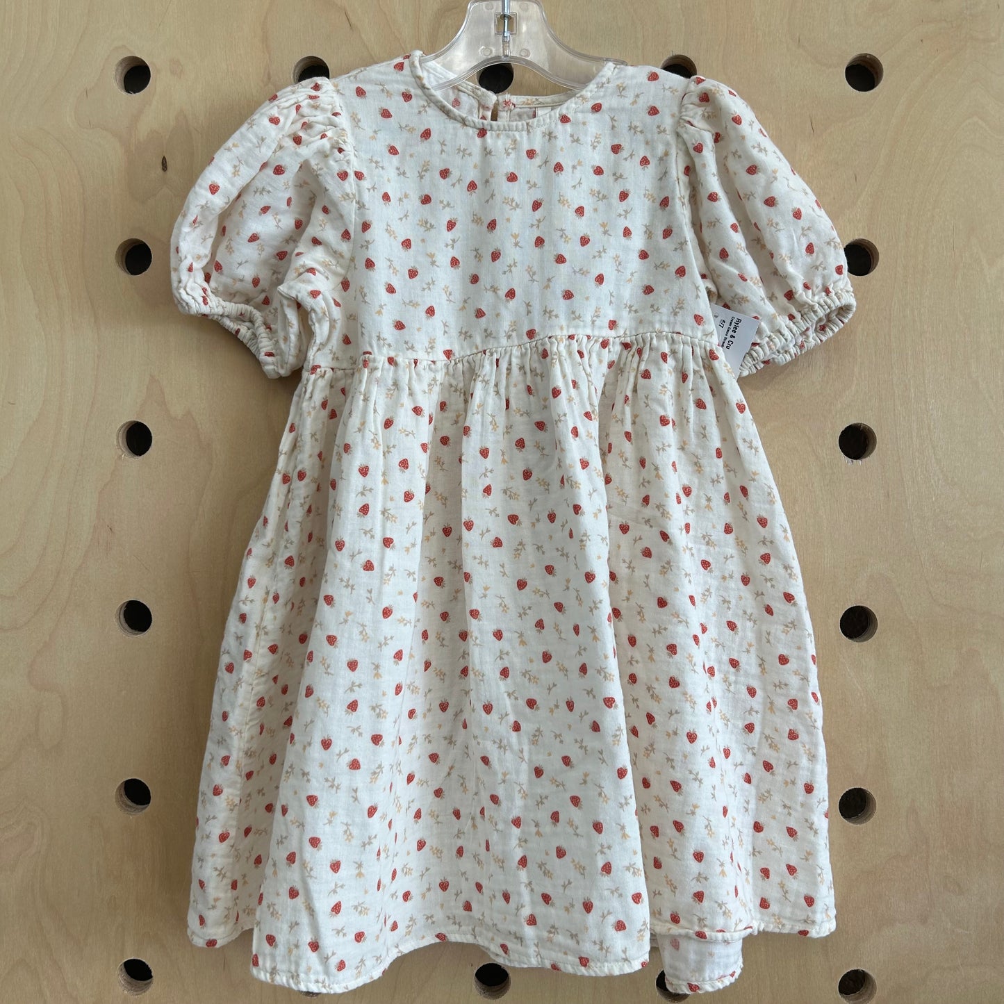 Cream Gauze Strawberry Dress