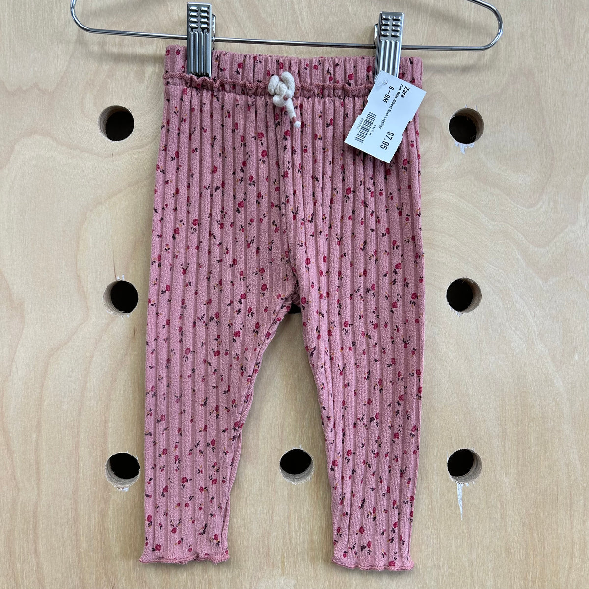 Pink Wide Ribbed Rose Leggings