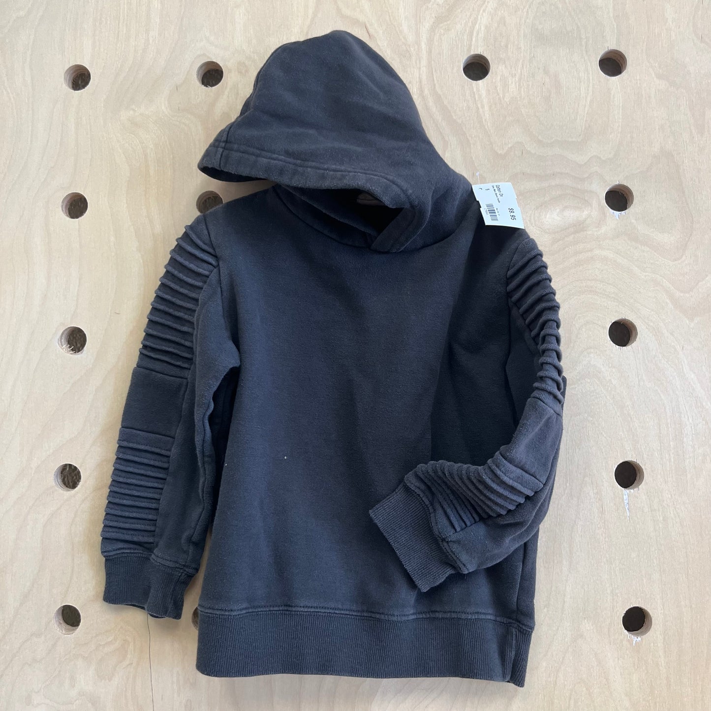 Grey Moto Sleeve Hoodie