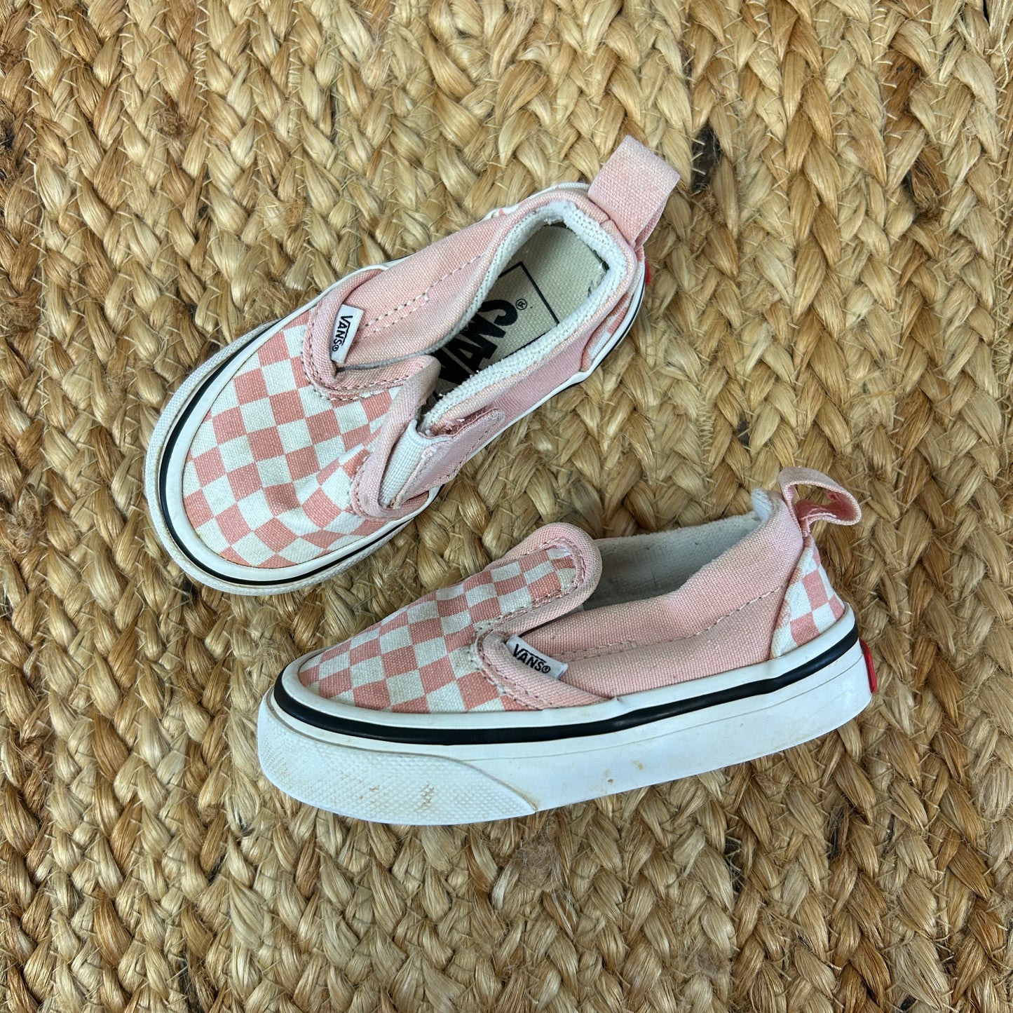 Pink & White Checkerboard Slip-Ons