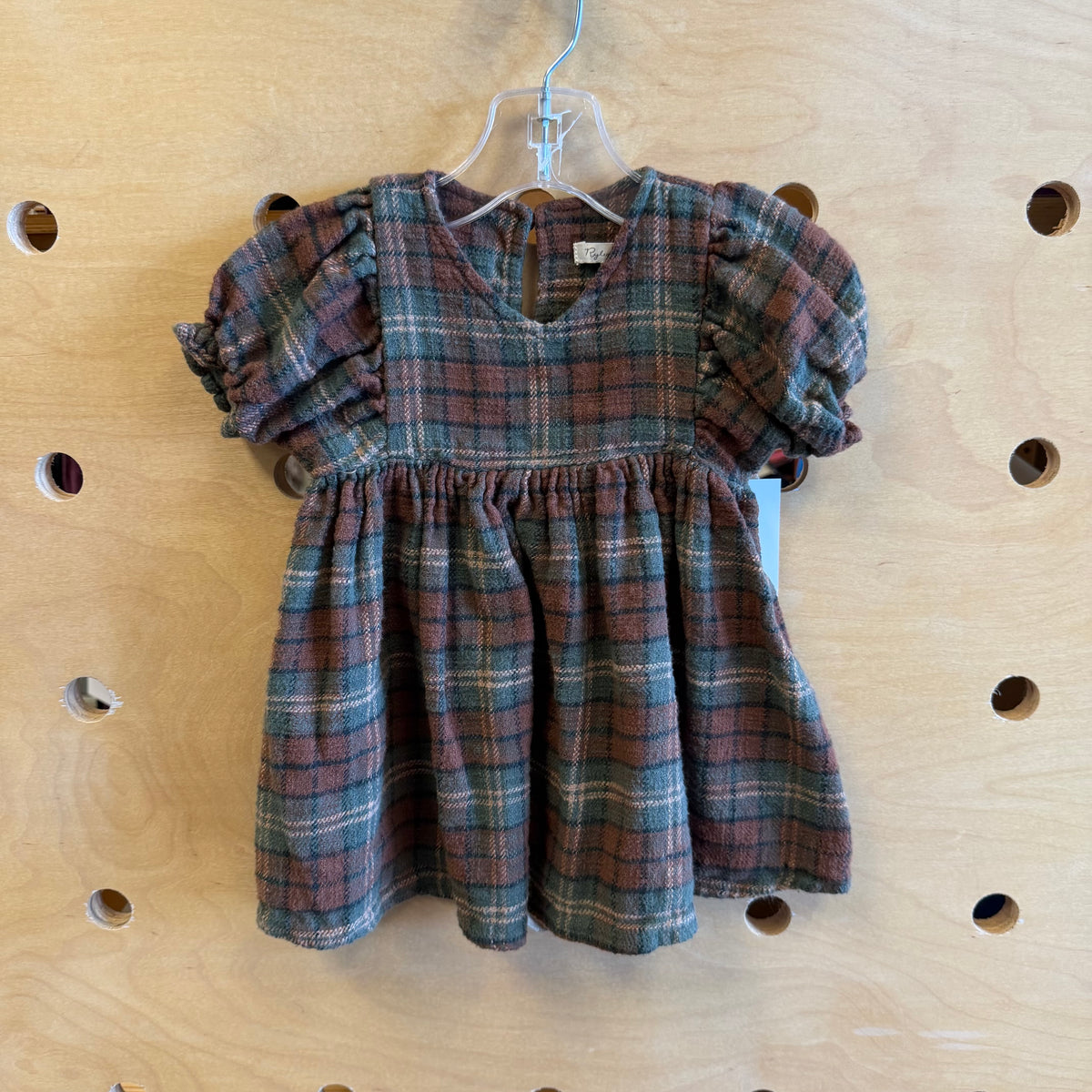 Green/Brown Plaid Flannel Dress
