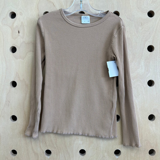 Tan Ribbed LS Top