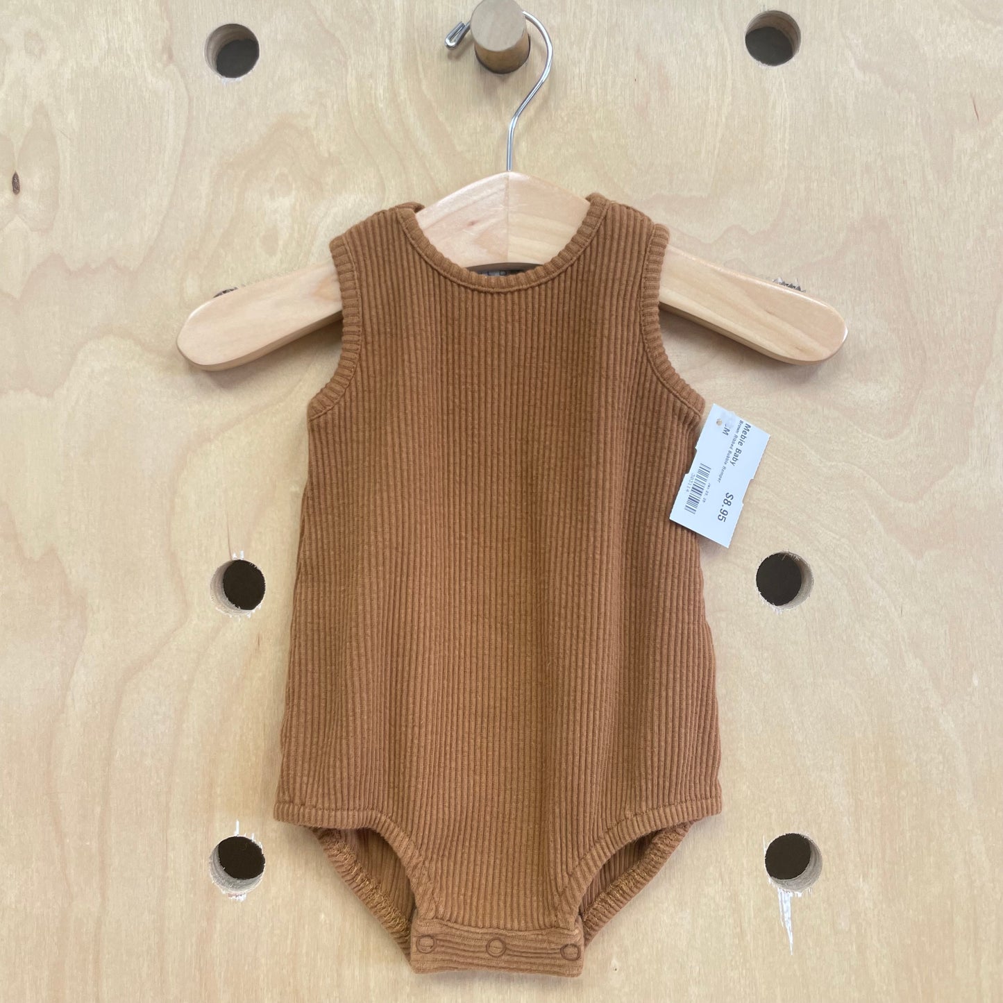 Brown Ribbed Bubble Romper