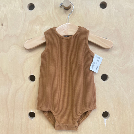 Brown Ribbed Bubble Romper