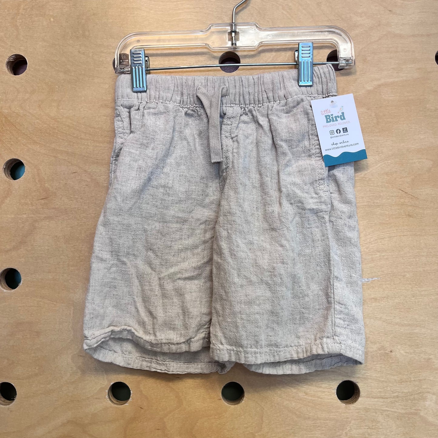 Cream Linen Drawstring Shorts