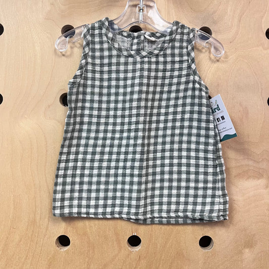 Sage Gingham Organic Tank