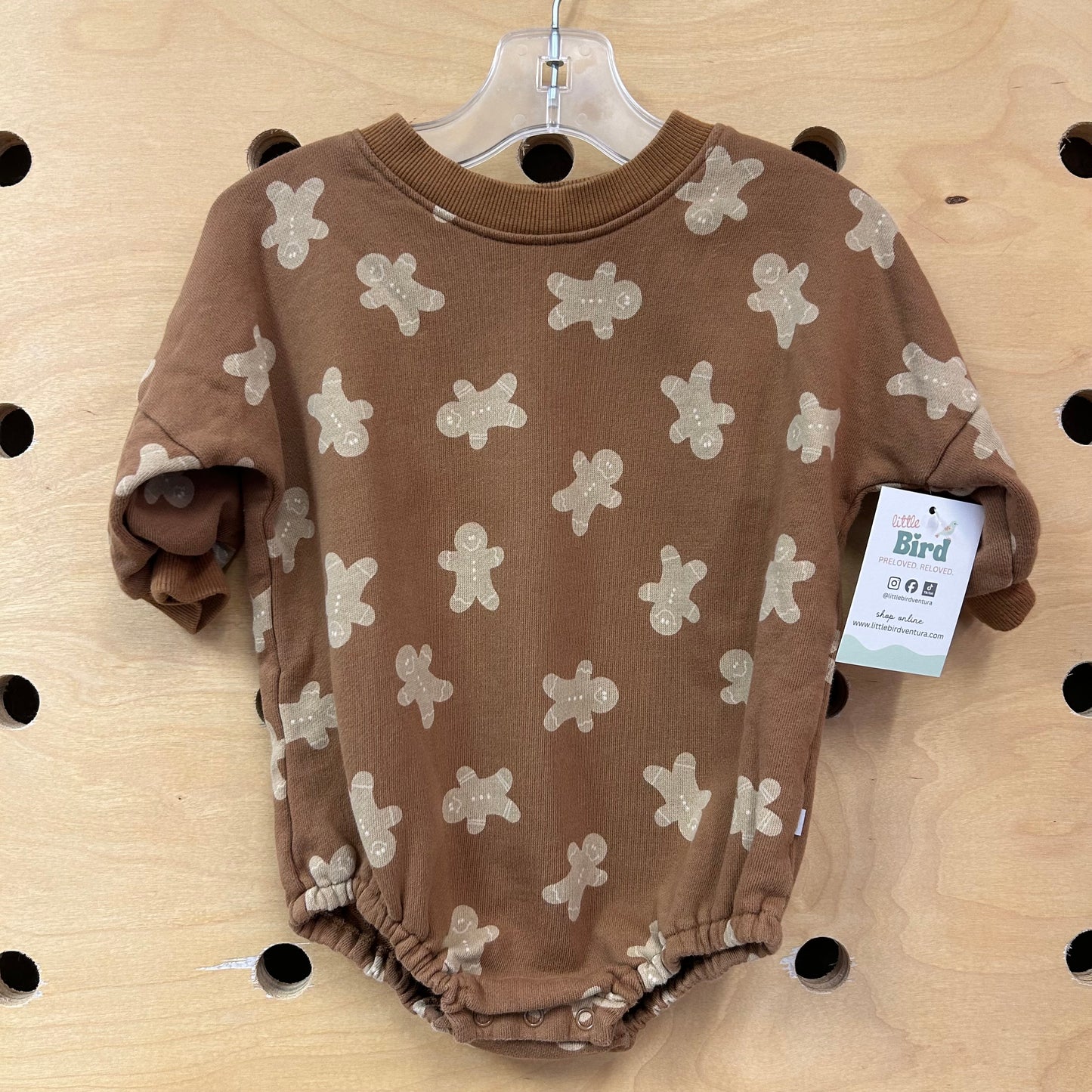 Brown Gingerbread Bubble Romper