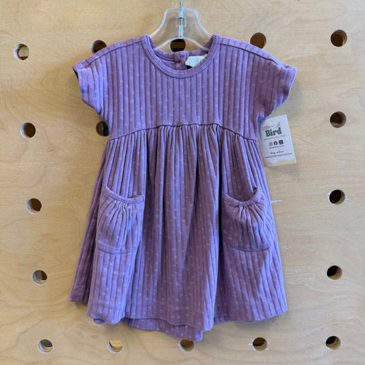 Organic Purple Polka Dot Ribbed Dress
