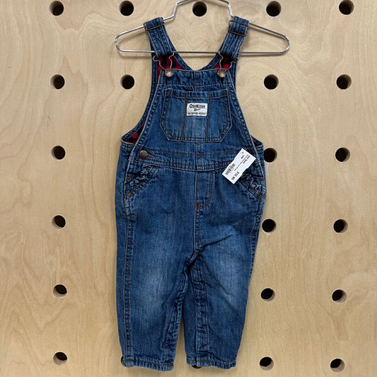 Denim Buffalo Plaid Lined Overalls