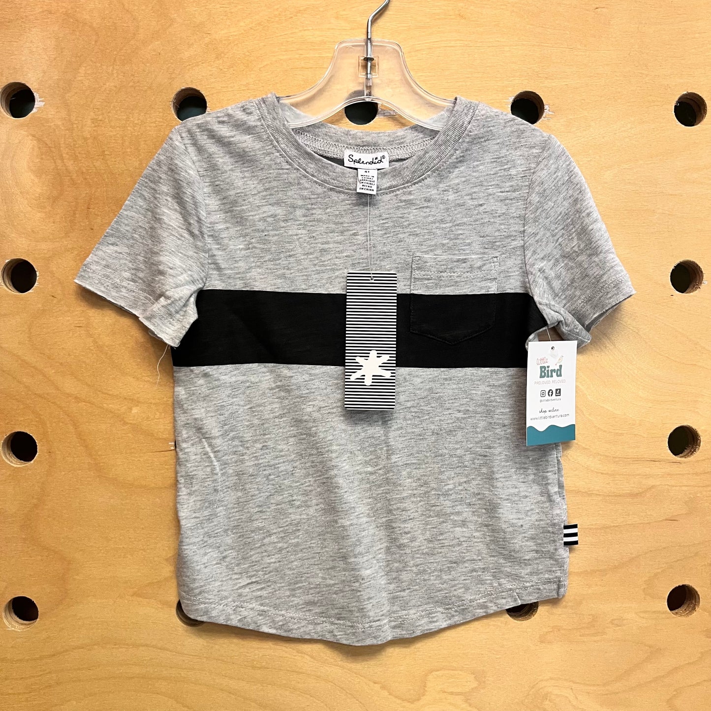 Grey/Black Stripe Pocket Tee NEW!!