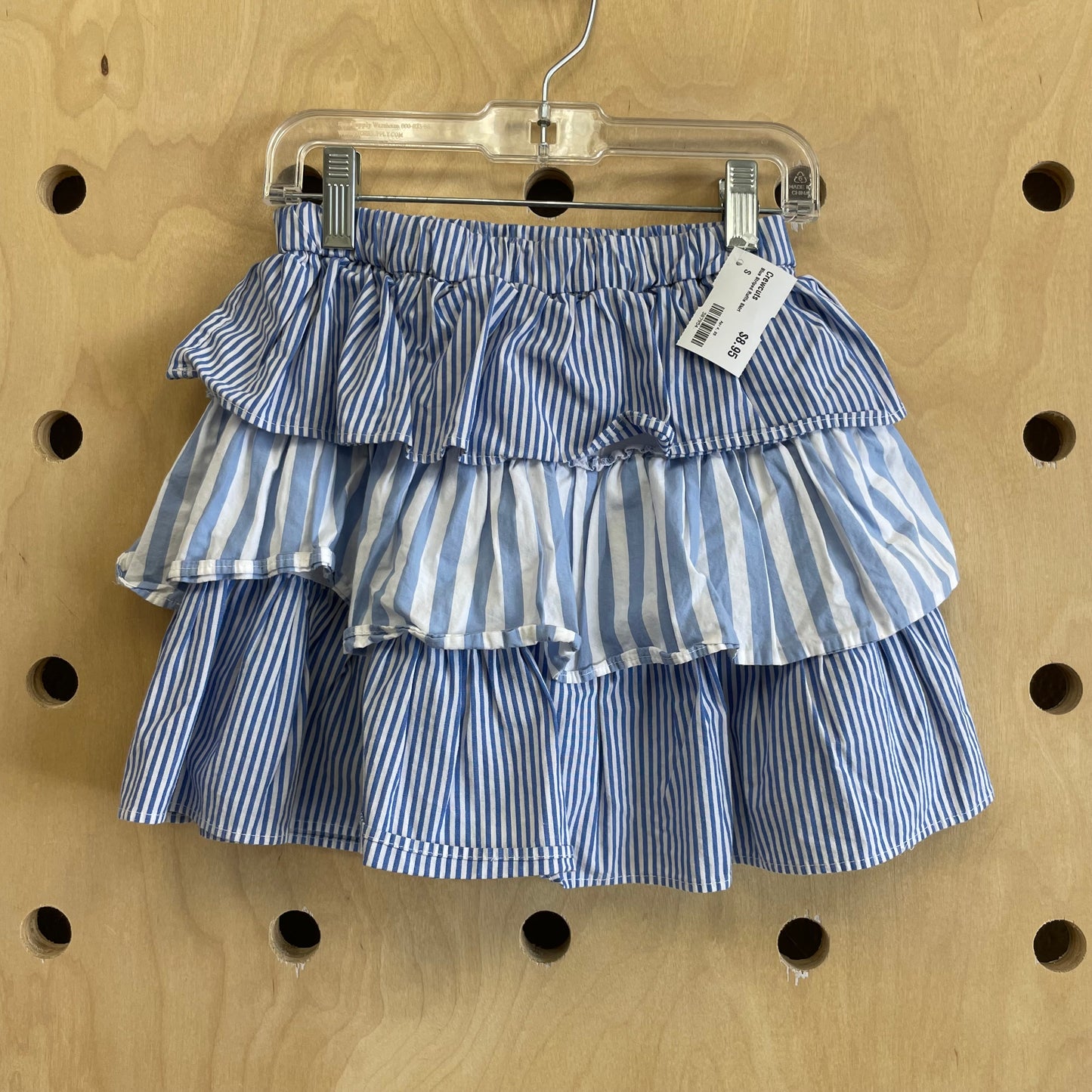 Blue Striped Ruffle Skirt