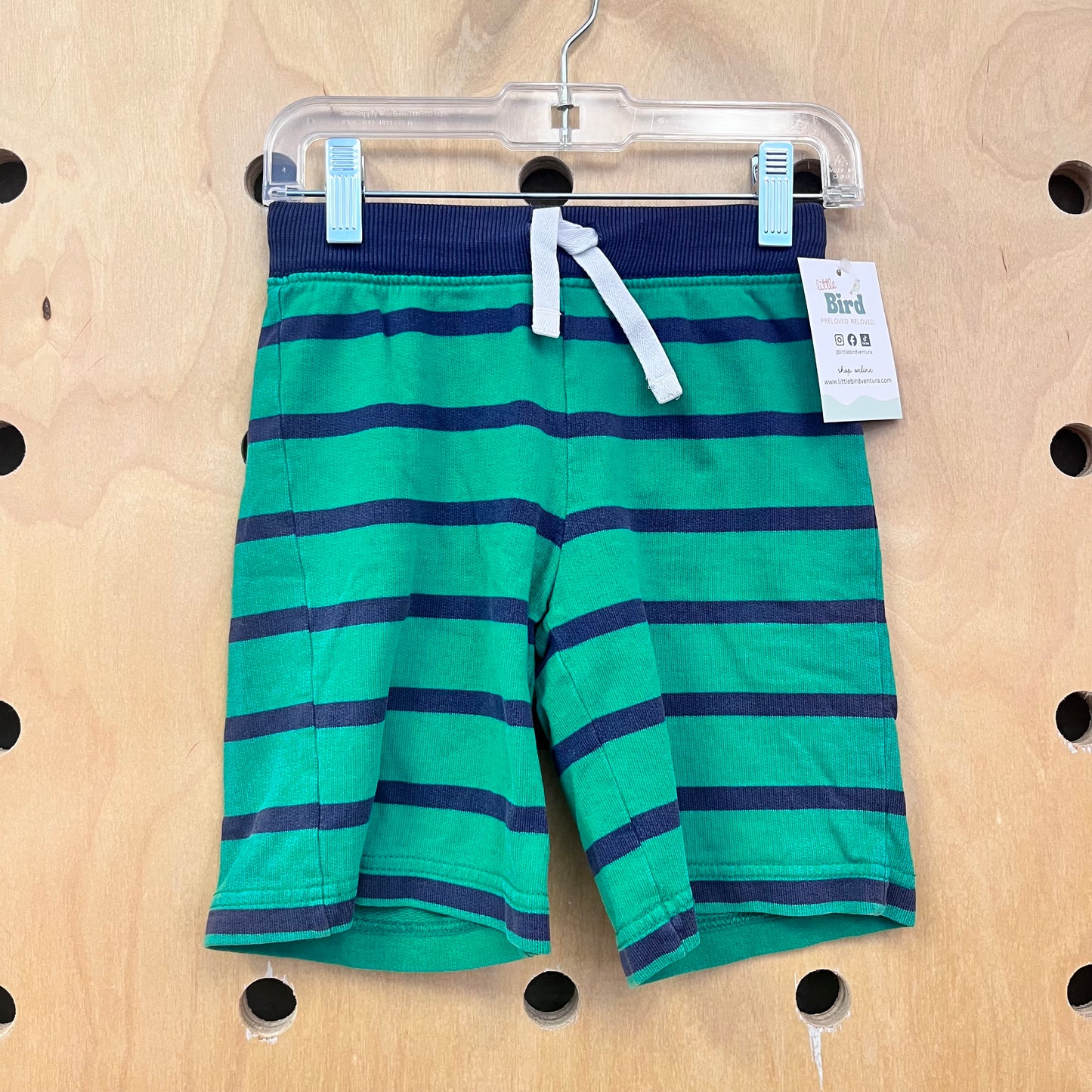 Green/Navy Striped Cotton Shorts