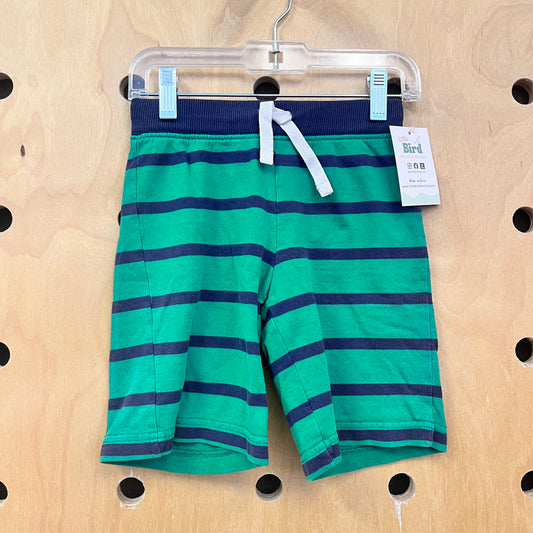 Green/Navy Striped Cotton Shorts