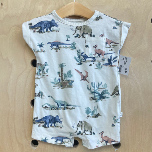 Organic Cream Dinos Romper