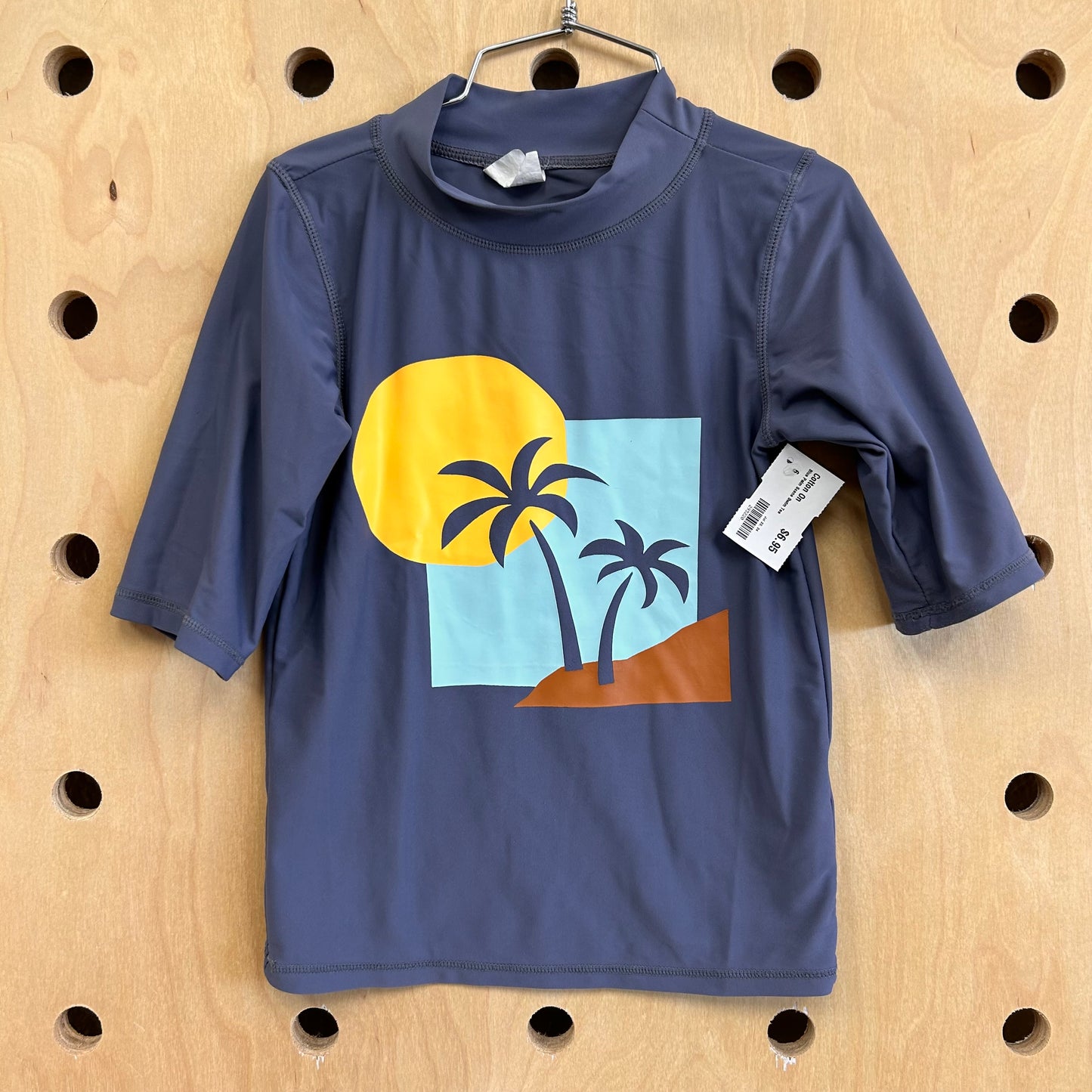 Blue Palm Scene Swim Tee