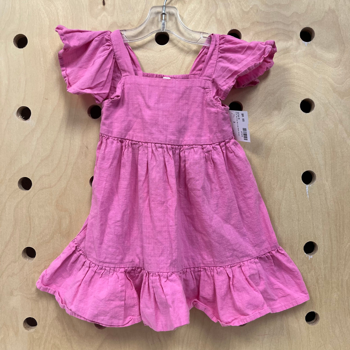 Pink Ruffle Shirred Back Dress