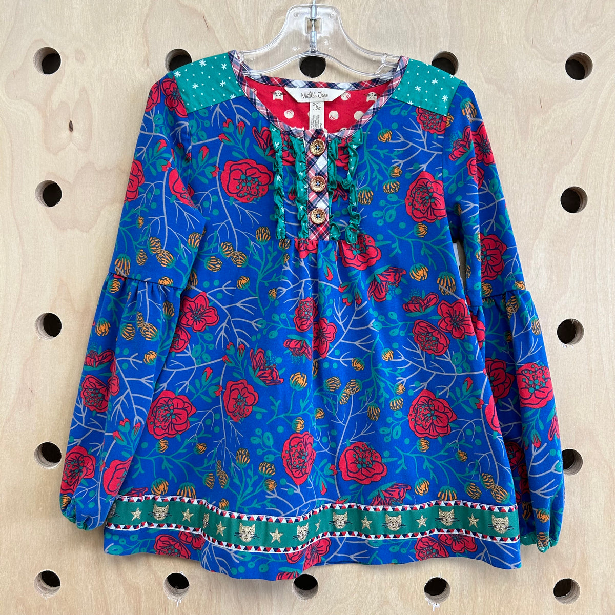 Blue + Red Floral LS Top