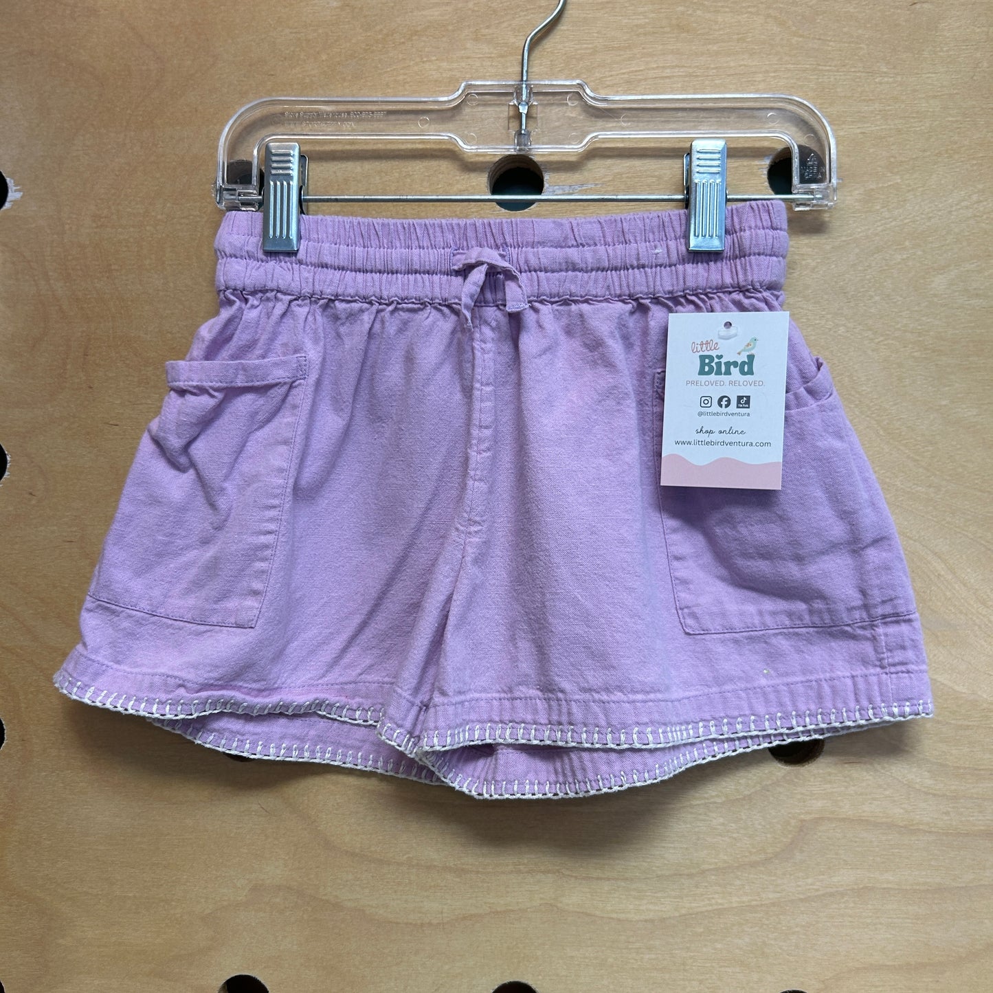 Purple/WhiteTrim Cotton/Linen Shorts