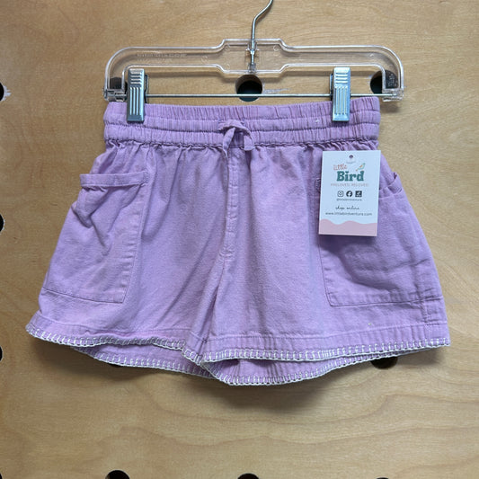 Purple/WhiteTrim Cotton/Linen Shorts