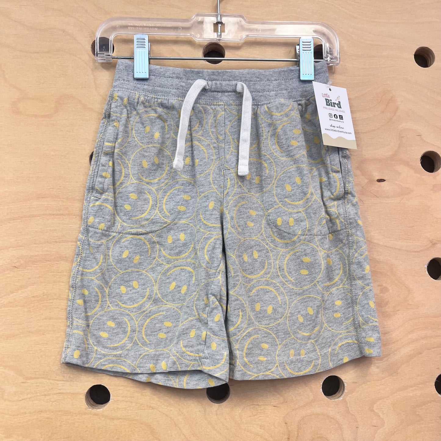 Grey/Yellow Smiley Drawstring Shorts