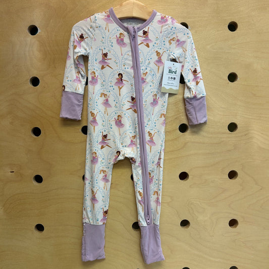 White/Purple Ballerinas Bamboo Zippy