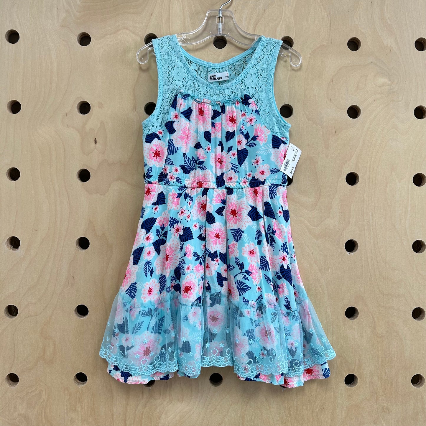 Blue+Pink Hibiscus Dress