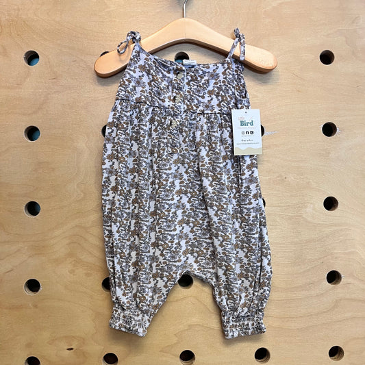 Grey/Tan Floral Bamboo Romper