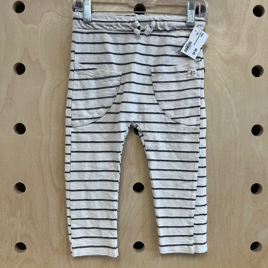 Cream & Black Striped Pants