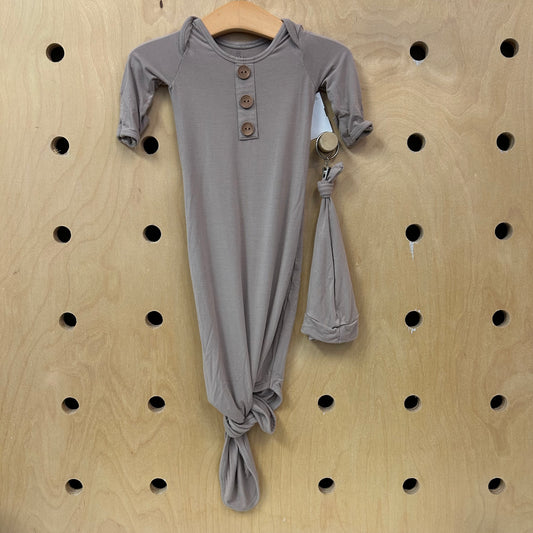 Brown Bamboo Knotted Gown + Hat