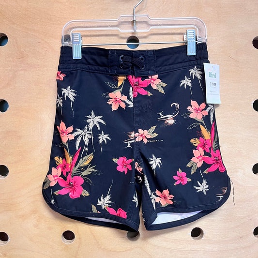 Black Hibiscus Swim Trunks