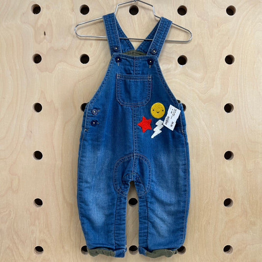 Denim Fuzzy Patch Overalls