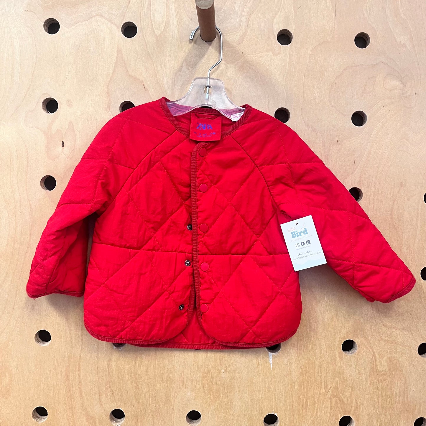 Red Quilted Button Jacket