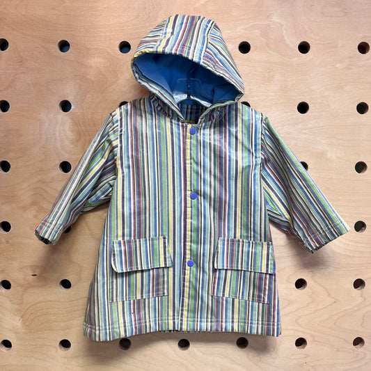 Fleece-Lined Striped Rain Jacket