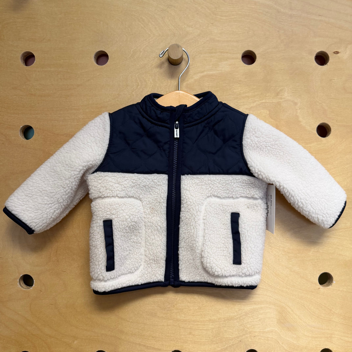 White/Navy Sherpa Jacket