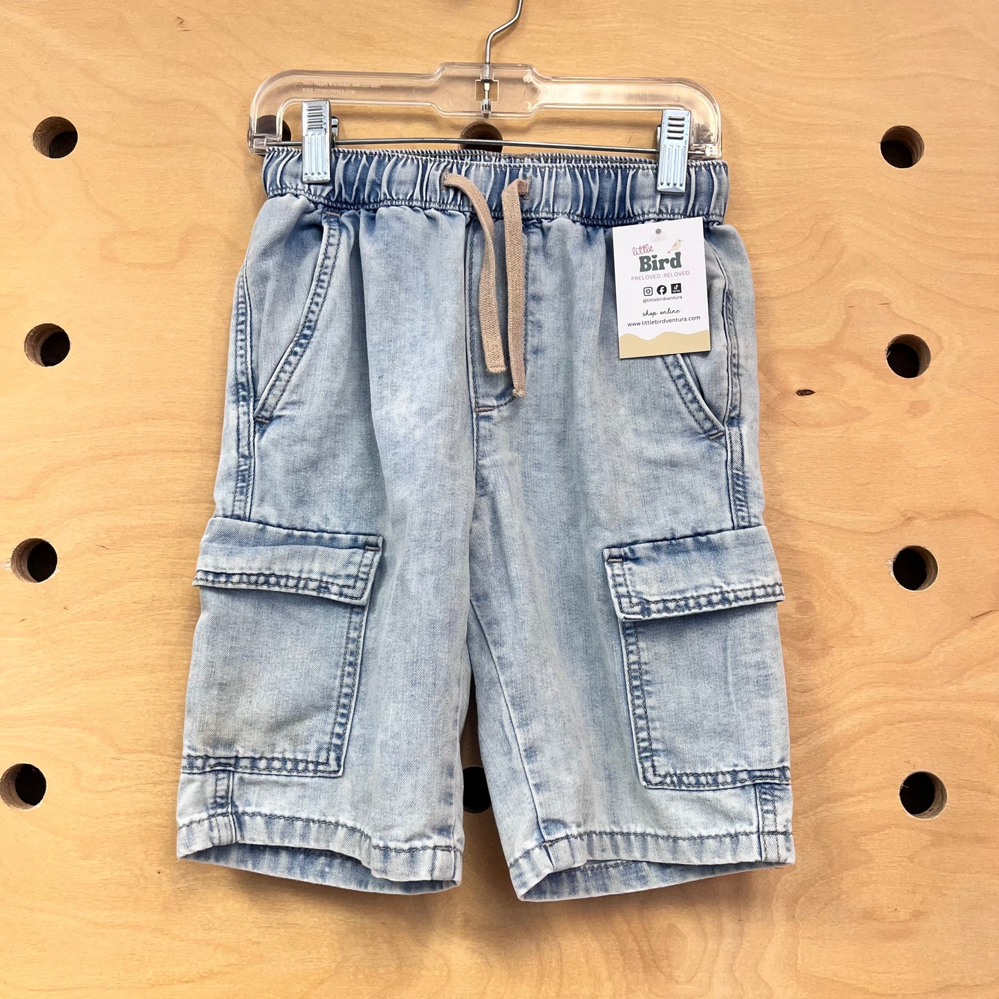 Light Denim Drawstring Shorts