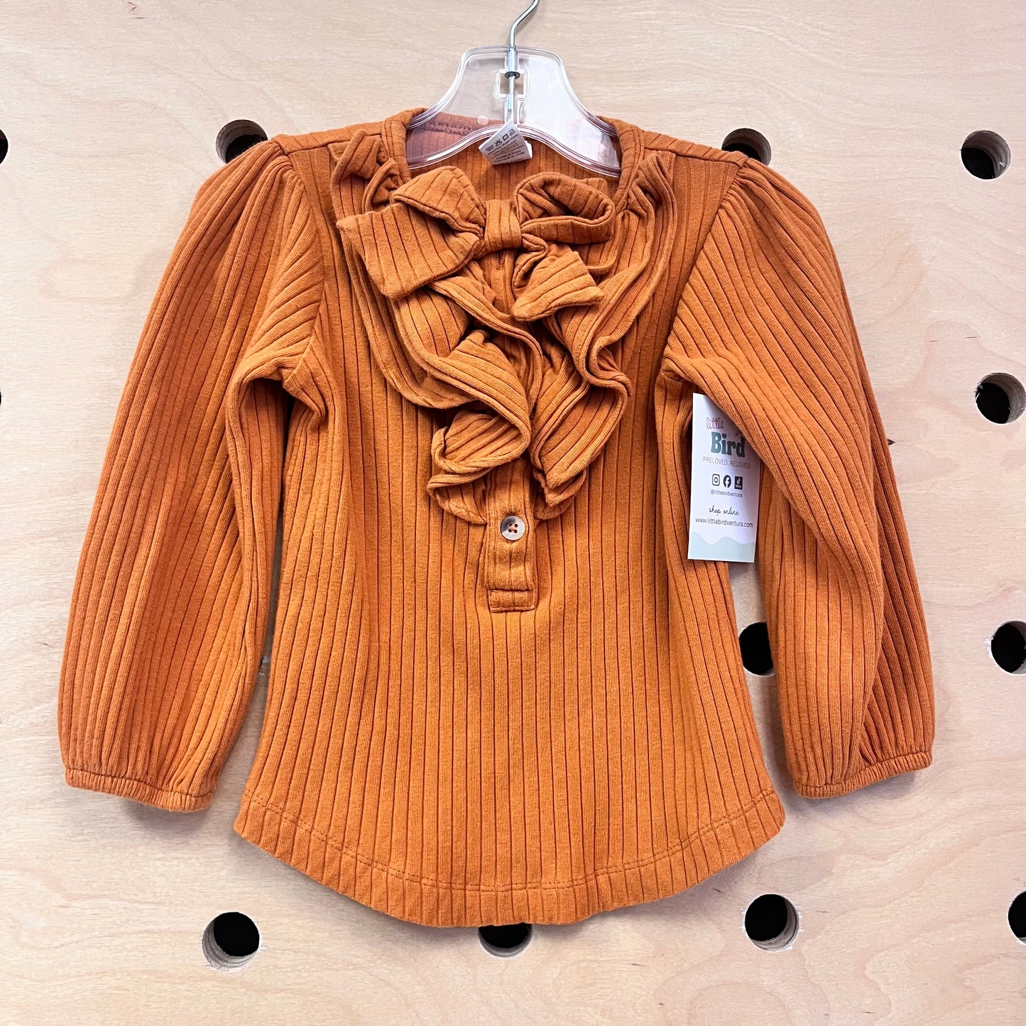 Organic Orange Ruffle Bow Front LS