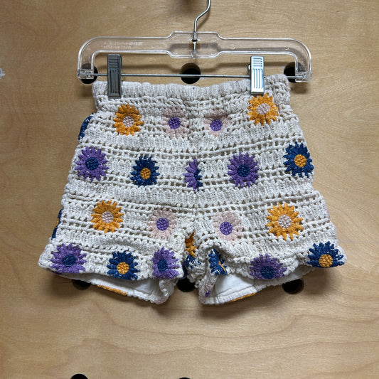 Cream Crochet Floral Shorts