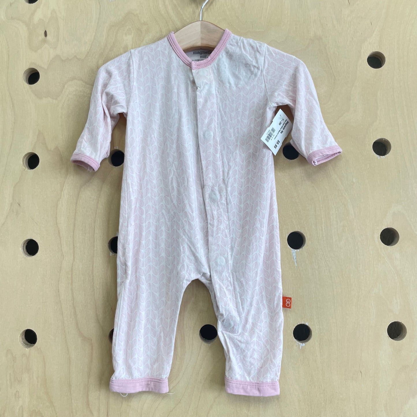 Pink Leaves Modal Magnetic Romper