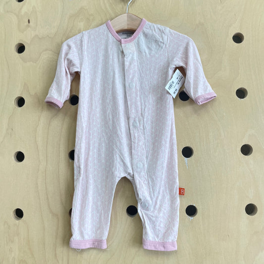 Pink Leaves Modal Magnetic Romper
