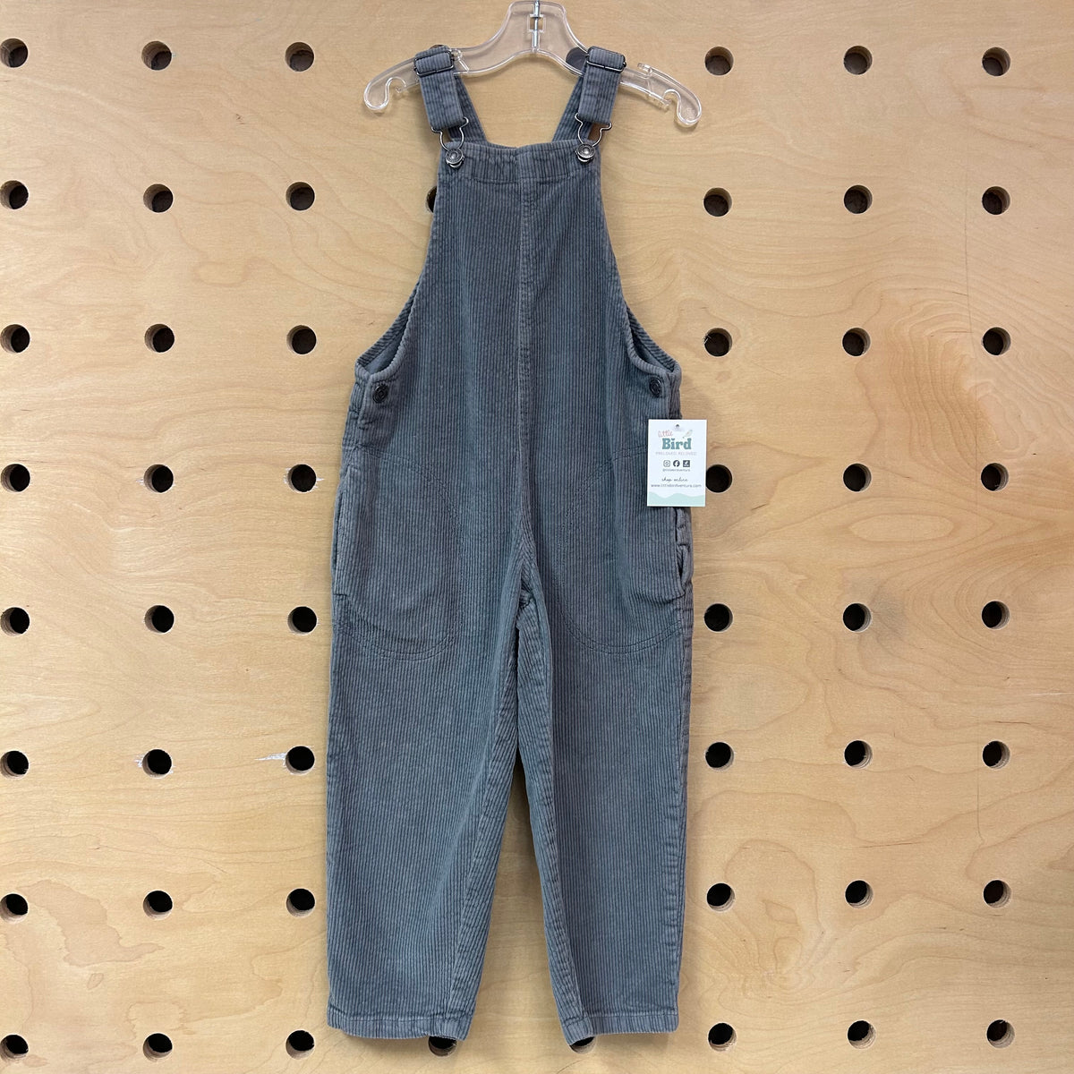 Grey Cord Loose Fit Overalls