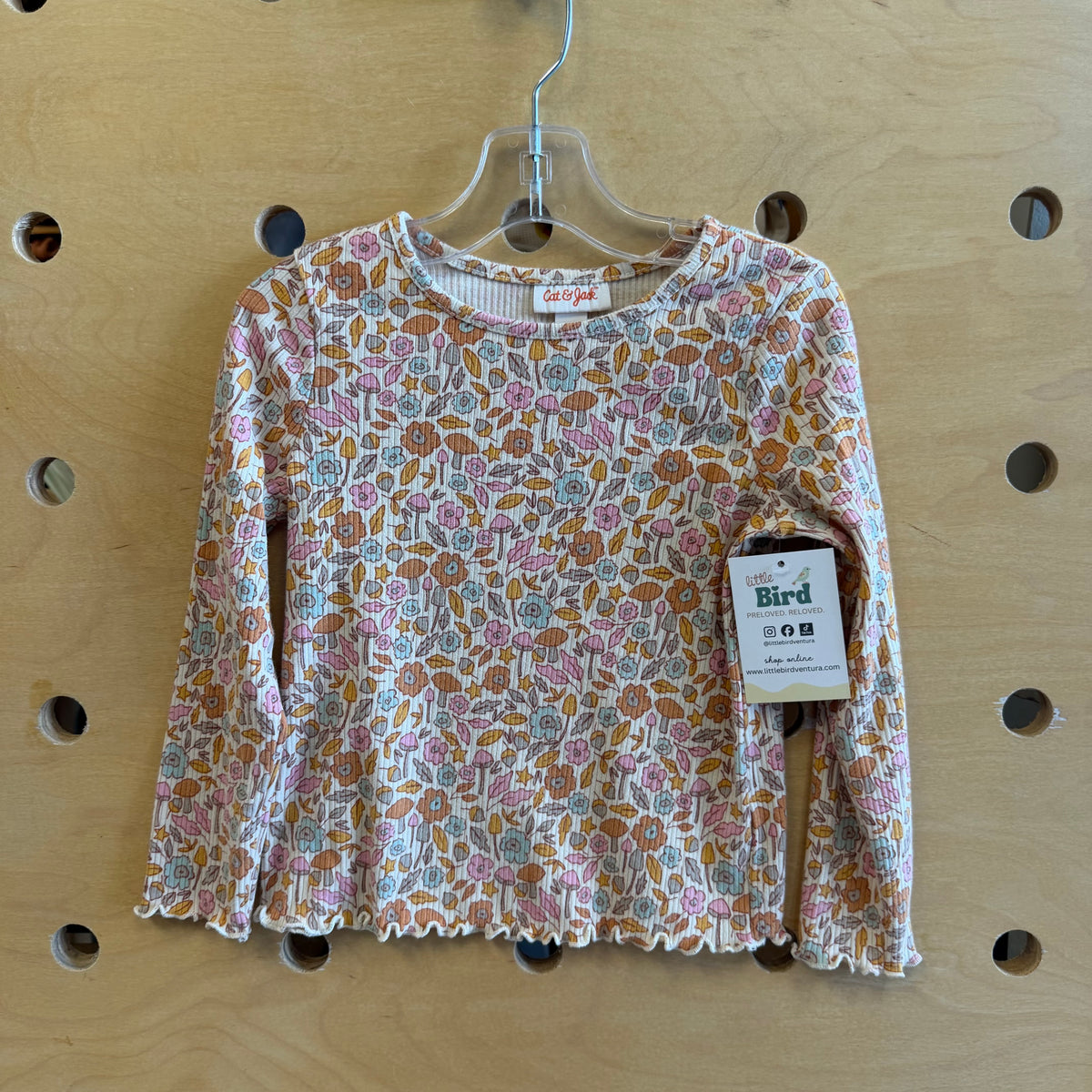 Cream Mushroom Ribbed Top