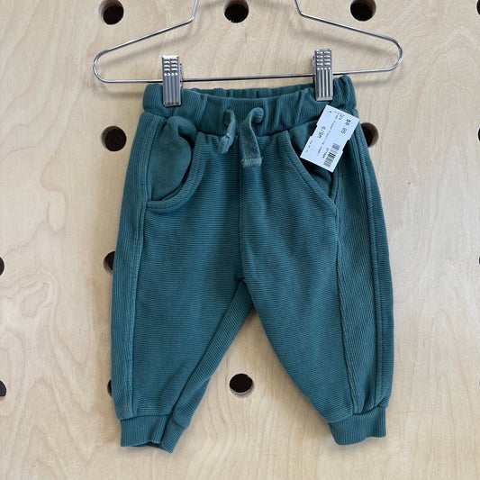 Green Ribbed Drawstring Joggers