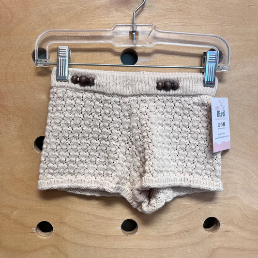 Cream Knit Shorts W/ Wooden Beads
