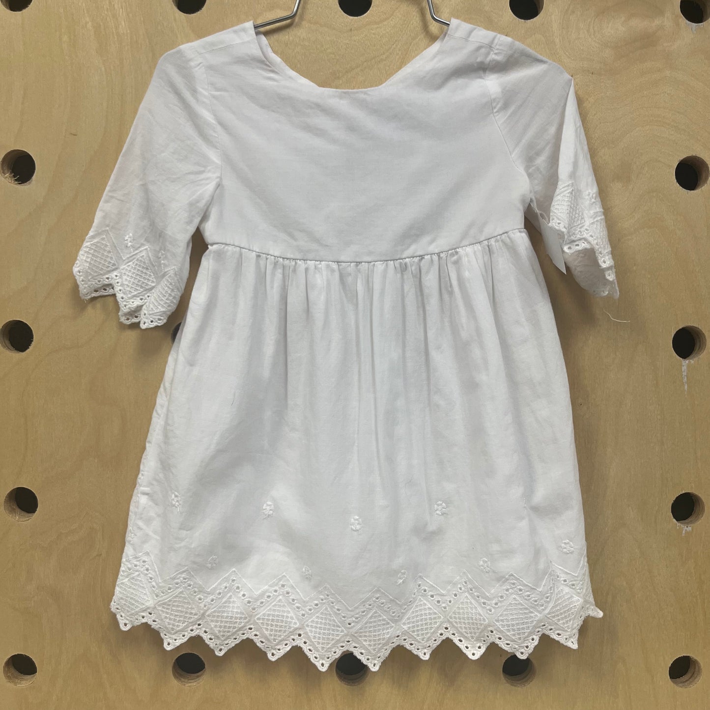 White Lace Bottom & Sleeve Dress