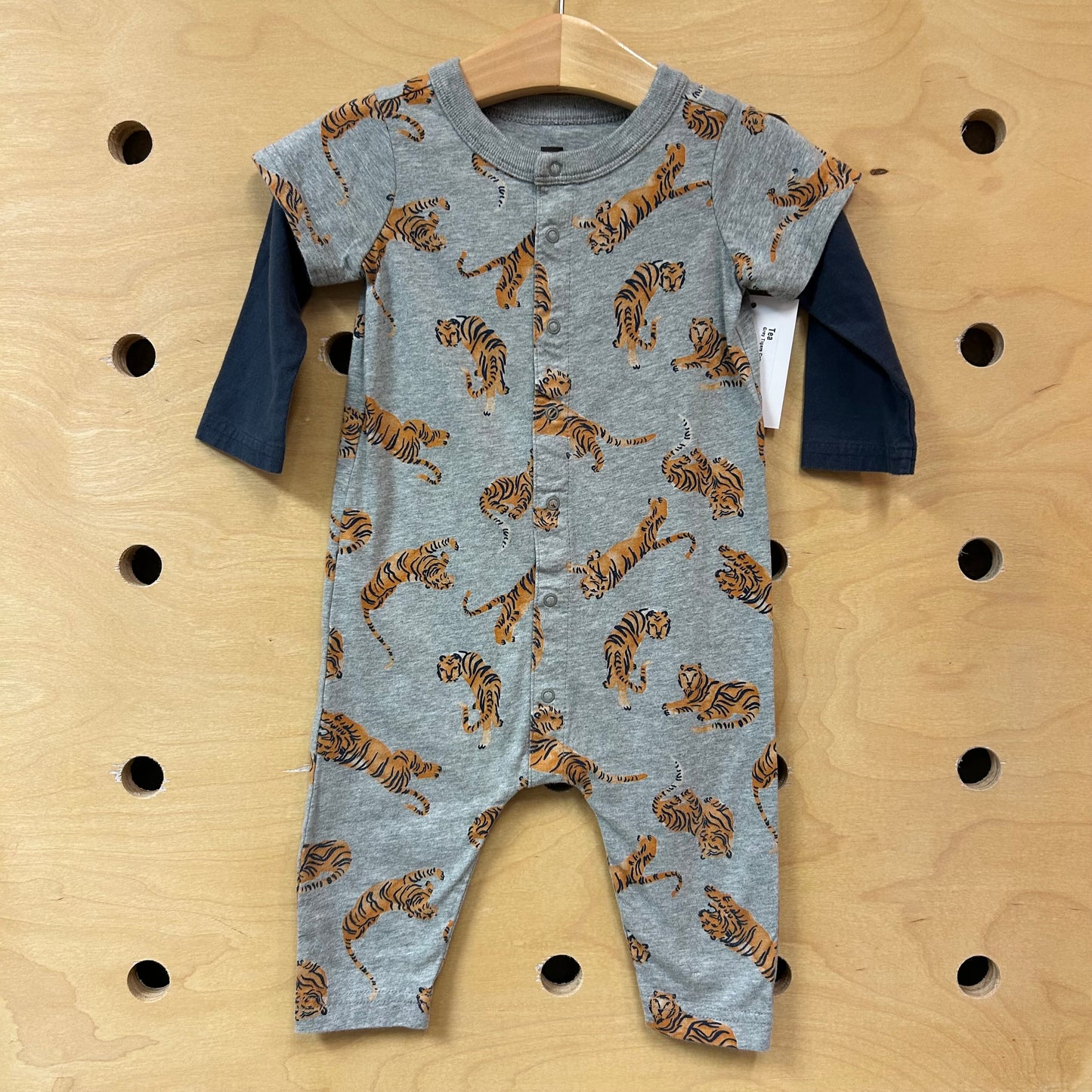 Grey Tigers Cotton LS Romper